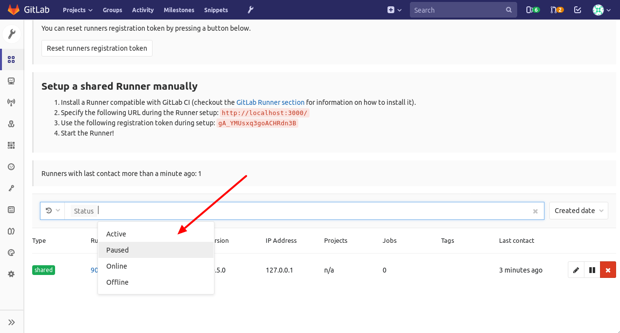 Filter admin Runners view by Runner type and state