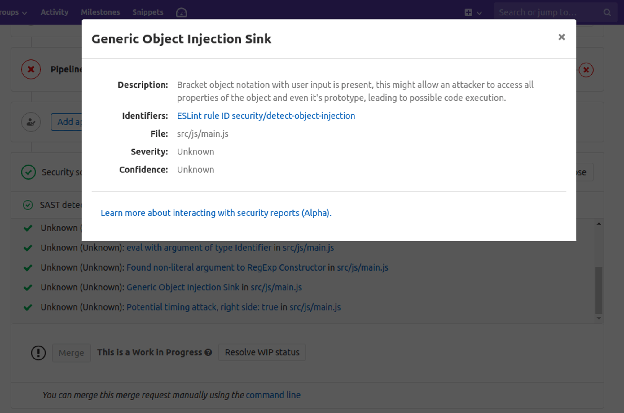 SAST support for JavaScript