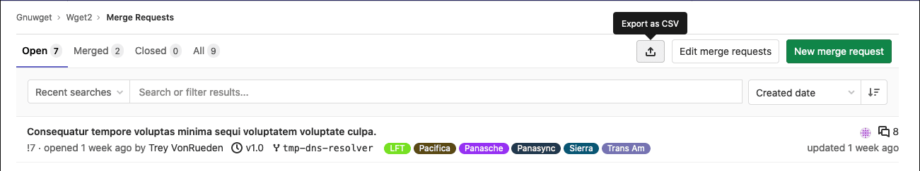 Export merge requests as a CSV