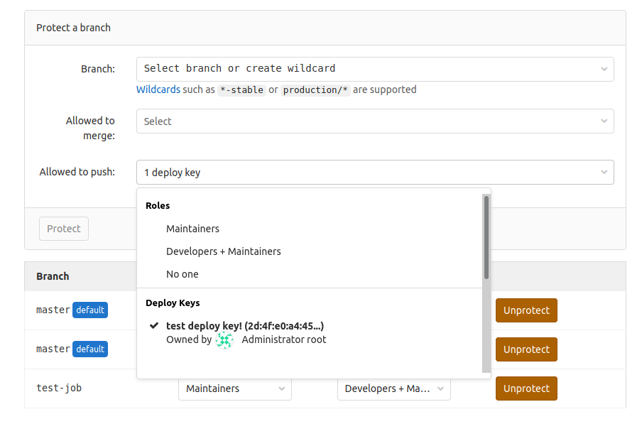 Allow Deploy Keys to push to protected branches