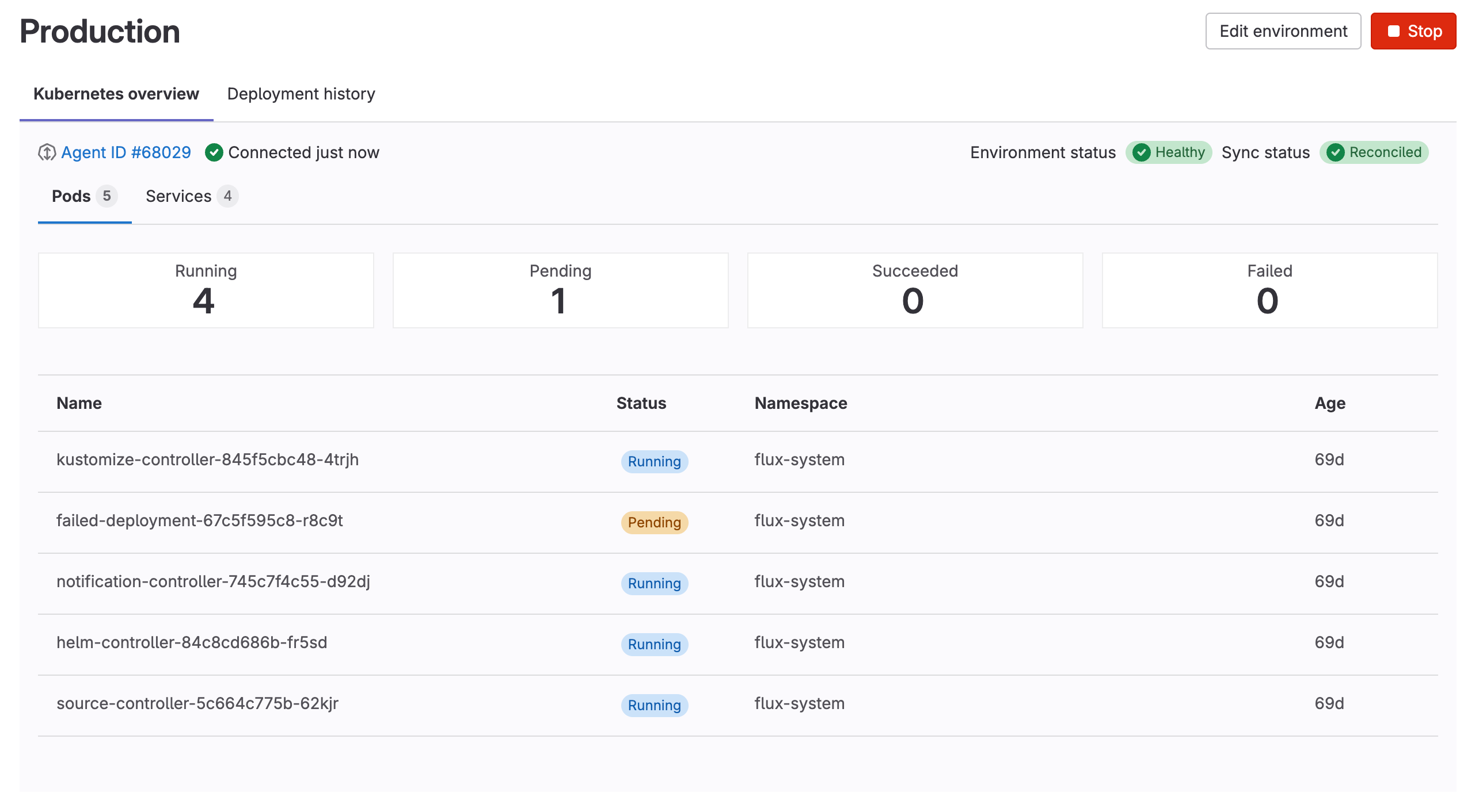 Improved environment details page