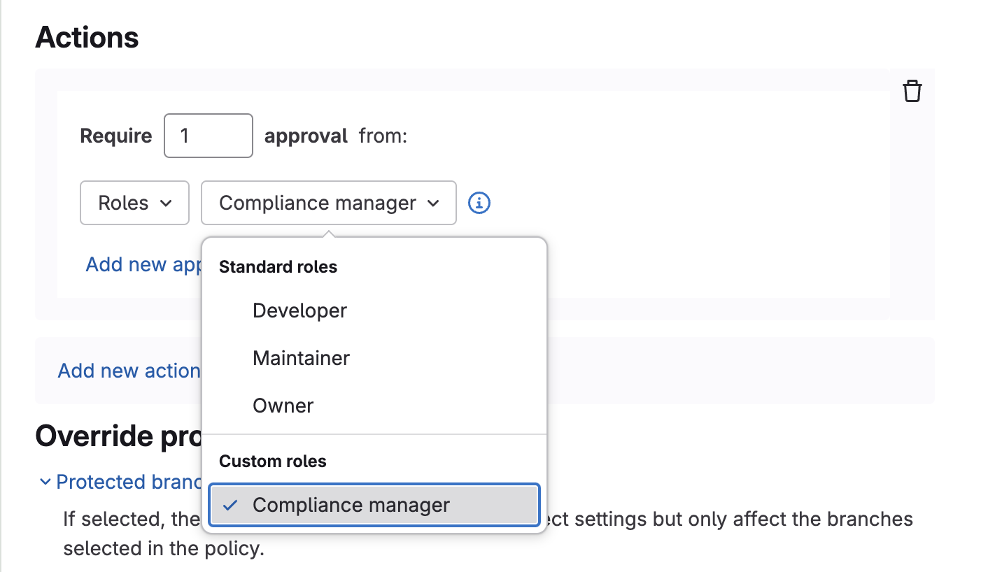 Support custom roles in merge request approval policies